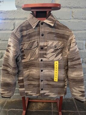 Jachs Brown & Tan Striped Snap-Front Shirt Jacket